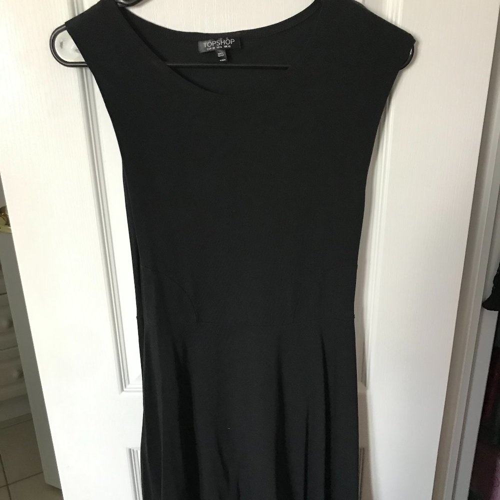 Topshop Black Sleeveless Skater Dress